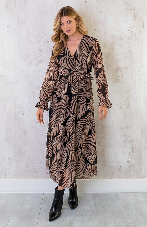 Maxi Jurk Leaves Zwart – shoparchief, foto 5