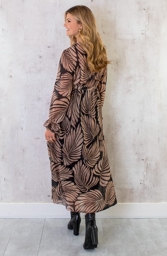 Maxi Jurk Leaves Zwart – shoparchief, foto 7