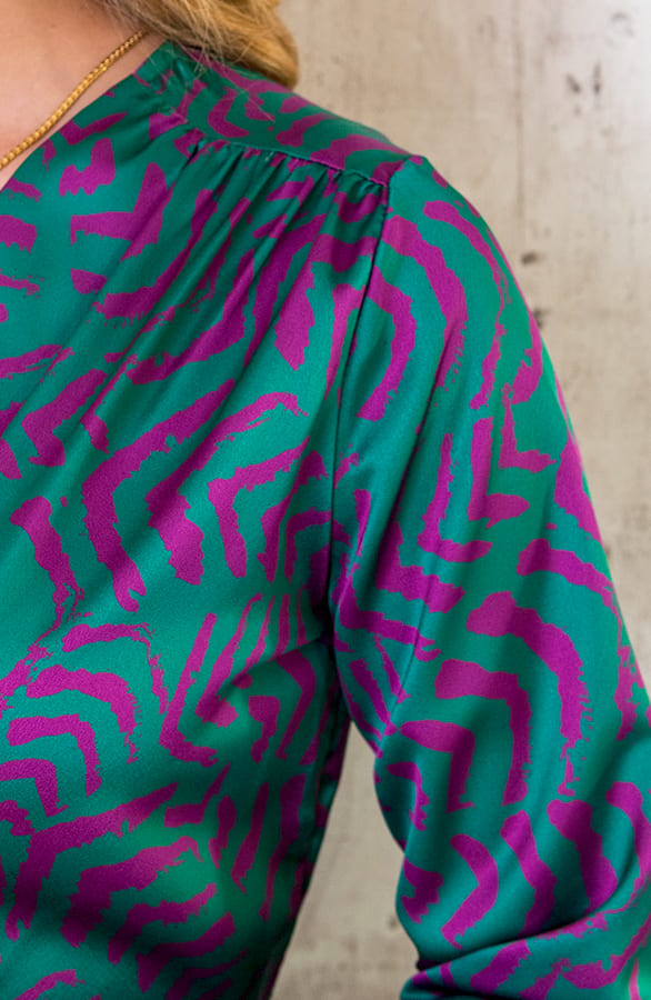 Classy Print Dress Groen Paars – shoparchief, foto 6