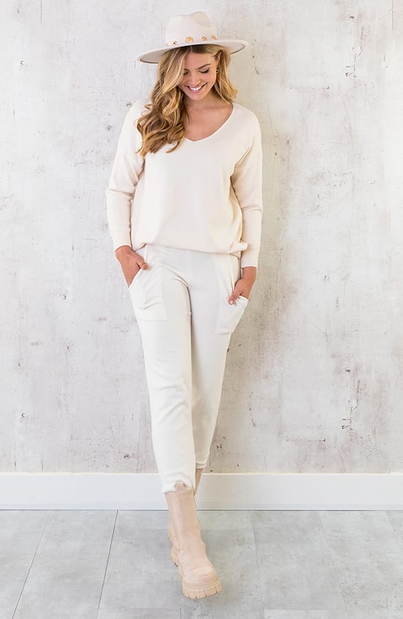 Joggingtrui Met V-hals Beige – shoparchief, foto 10