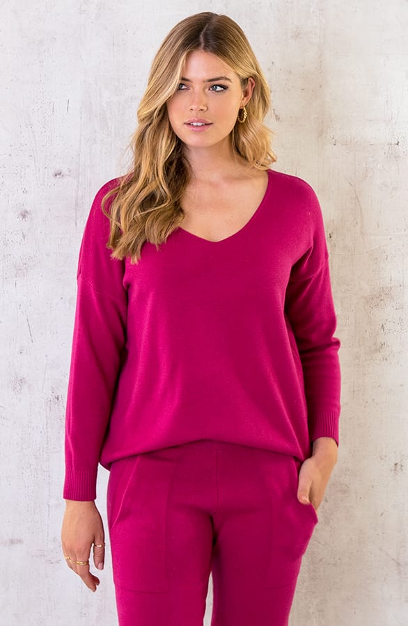 Joggingtrui Met V-hals Magenta – shoparchief, foto 3