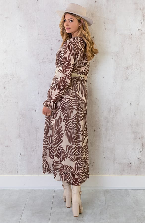 Maxi Jurk Leaves Beige – shoparchief, foto 6