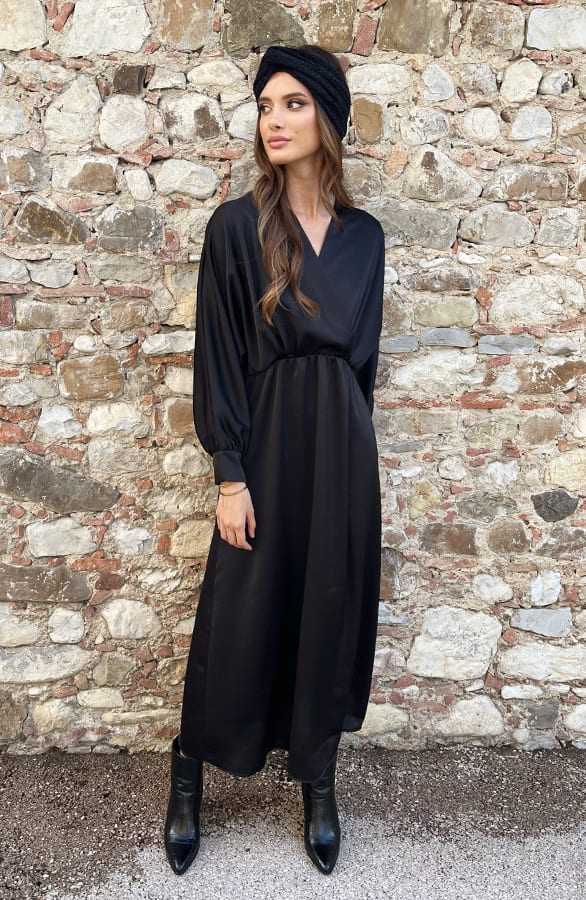Maxi Satijnen Jurk Zwart – shoparchief, foto 4