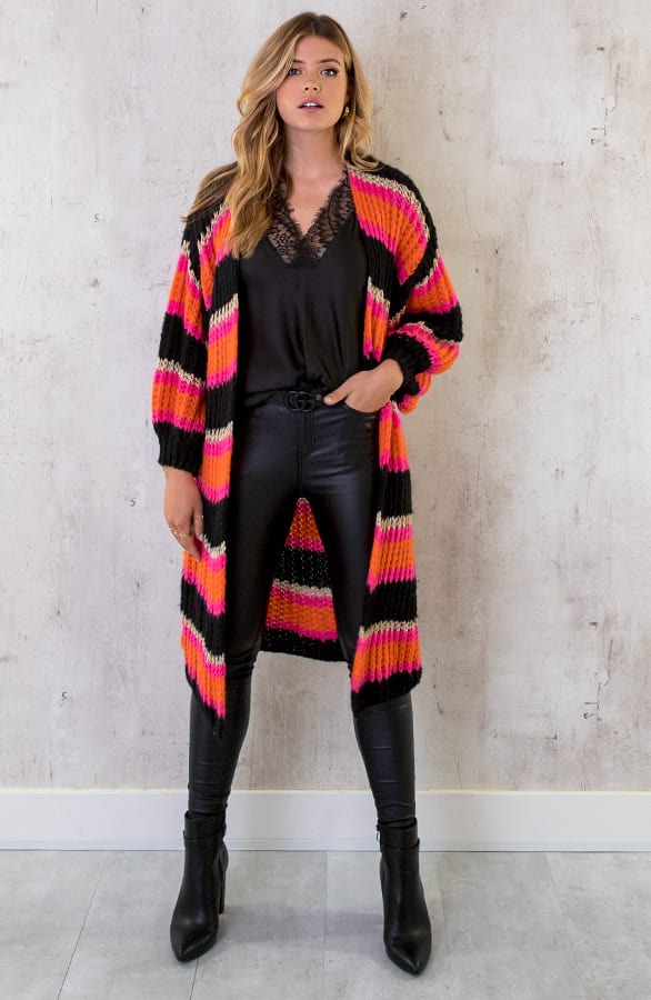 Midi Gestreept Vest Zwart Oranje – shoparchief, foto 9