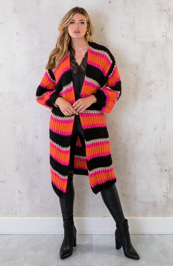 Midi Gestreept Vest Zwart Oranje – shoparchief, foto 8