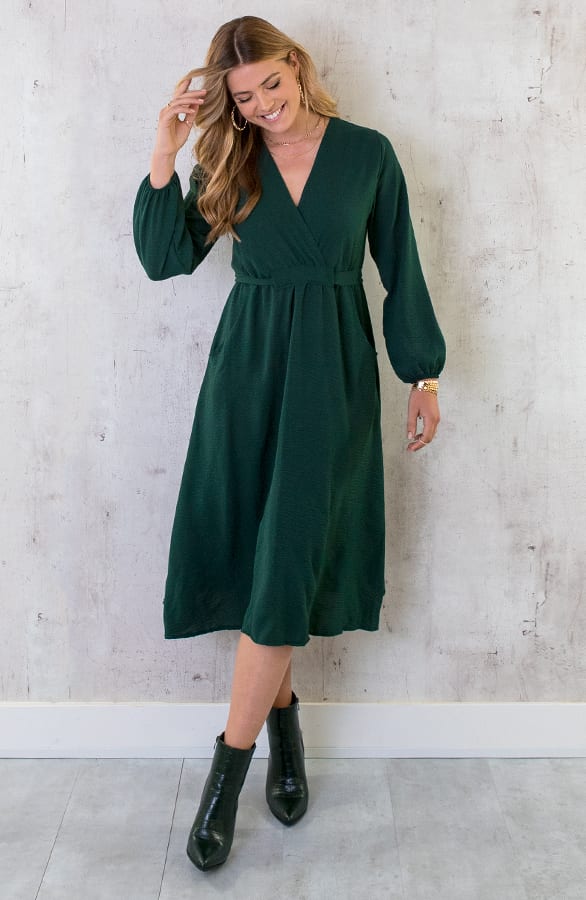 Midi Pocket Dress Smaragd – shoparchief, foto 11