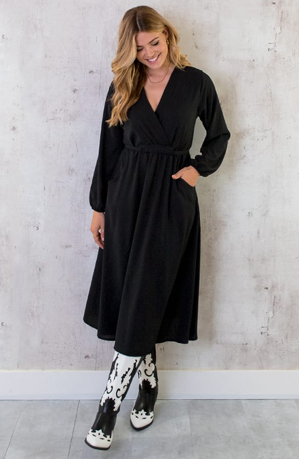 Midi Pocket Dress Zwart – shoparchief, foto 4