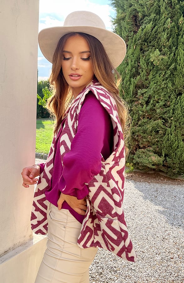 Oversized Gilet Print Magenta – shoparchief, foto 8