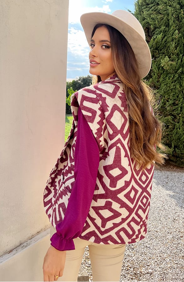 Oversized Gilet Print Magenta – shoparchief, foto 5