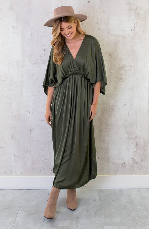 Oversized Satin Dress Army – shoparchief, foto 1
