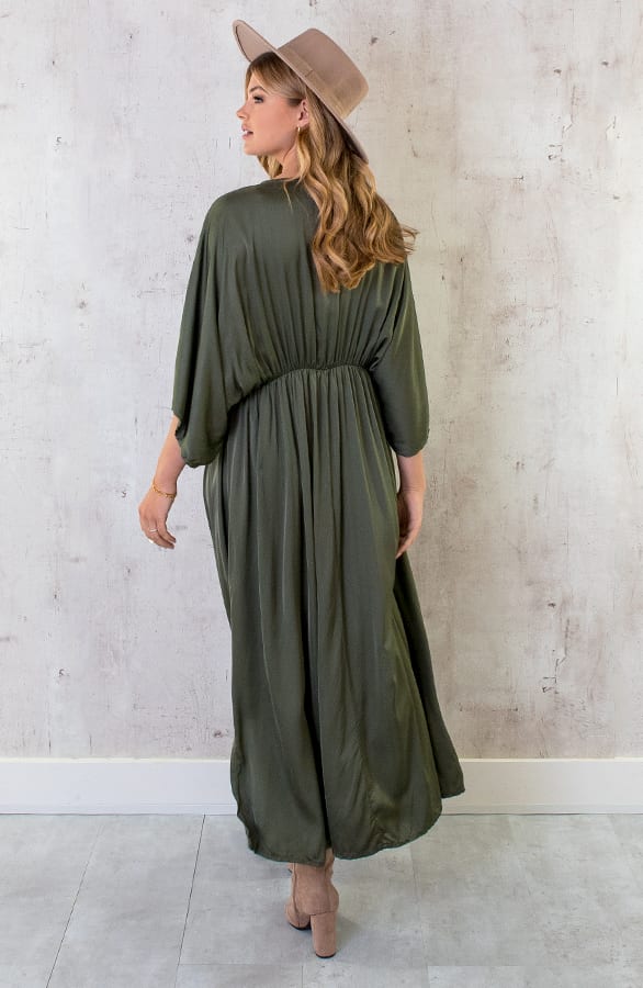 Oversized Satin Dress Army – shoparchief, foto 6