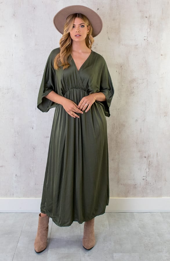 Oversized Satin Dress Army – shoparchief, foto 8