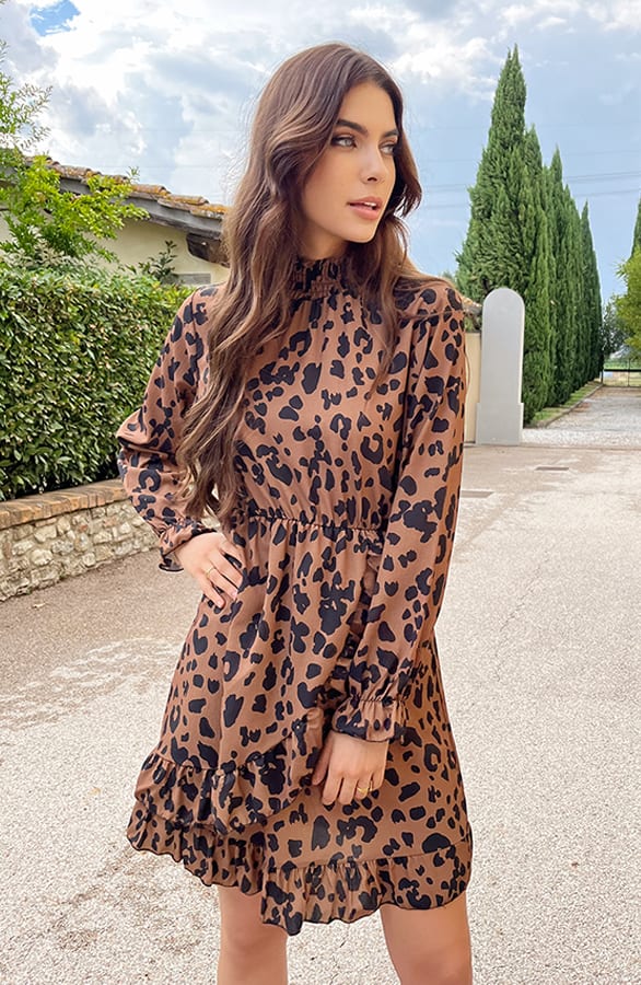 Overslag Col Jurk Leopard Camel – shoparchief, foto 4