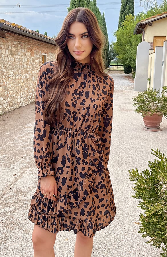 Overslag Col Jurk Leopard Camel – shoparchief, foto 3
