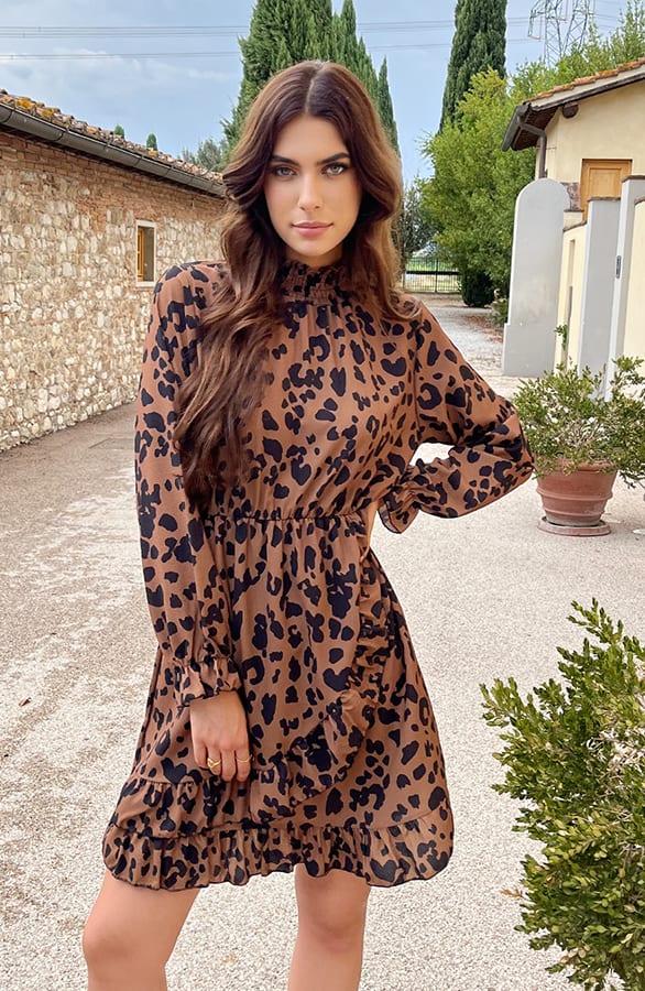 Overslag Col Jurk Leopard Camel – shoparchief, foto 1