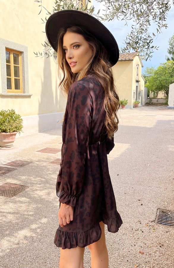 Overslag Col Jurk Leopard Cognac – shoparchief, foto 7