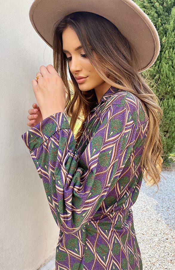 Overslag Strik Jurk Lurex Print – shoparchief, foto 4