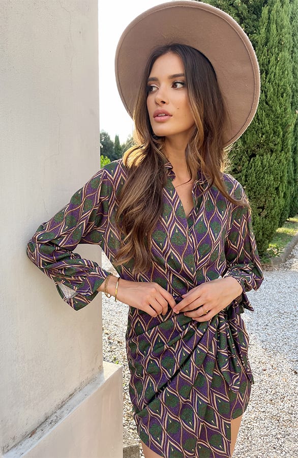 Overslag Strik Jurk Lurex Print – shoparchief, foto 2