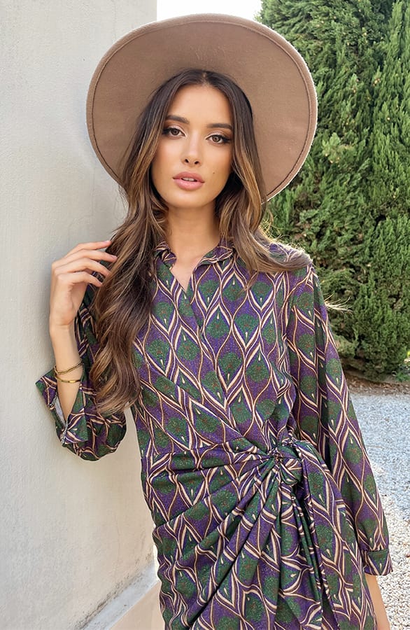 Overslag Strik Jurk Lurex Print – shoparchief, foto 3