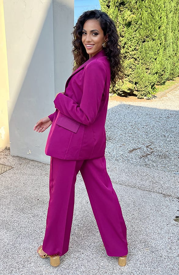 Blazer Met Satijnen Revers Rome Magenta – shoparchief, foto 9