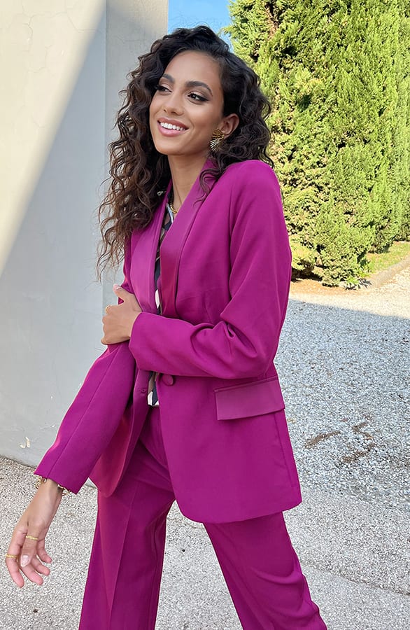 Blazer Met Satijnen Revers Rome Magenta – shoparchief, foto 5