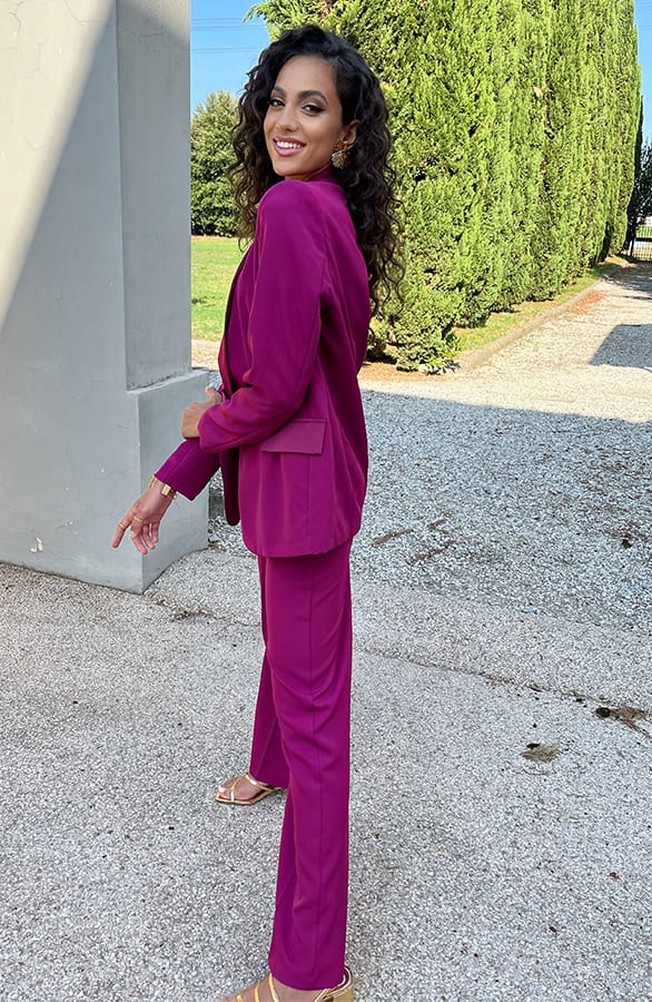 Blazer Met Satijnen Revers Rome Magenta – shoparchief, foto 8