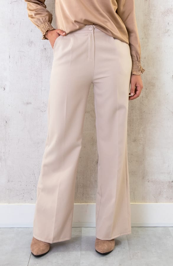 Pantalon High Waist Rome Beige – shoparchief, foto 12