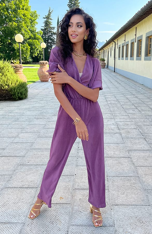 Plisse Jumpsuit Mauve – shoparchief, foto 1