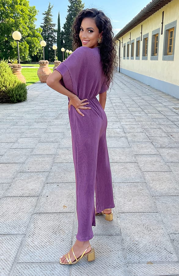 Plisse Jumpsuit Mauve – shoparchief, foto 3