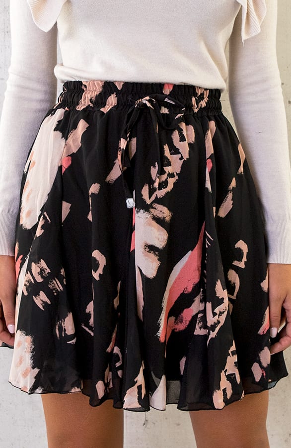 Plooien Rok Print Zwart Beige – shoparchief, foto 1