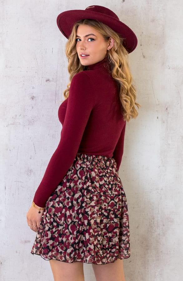 Plooien Rok Stippenprint Bordeaux – shoparchief, foto 6