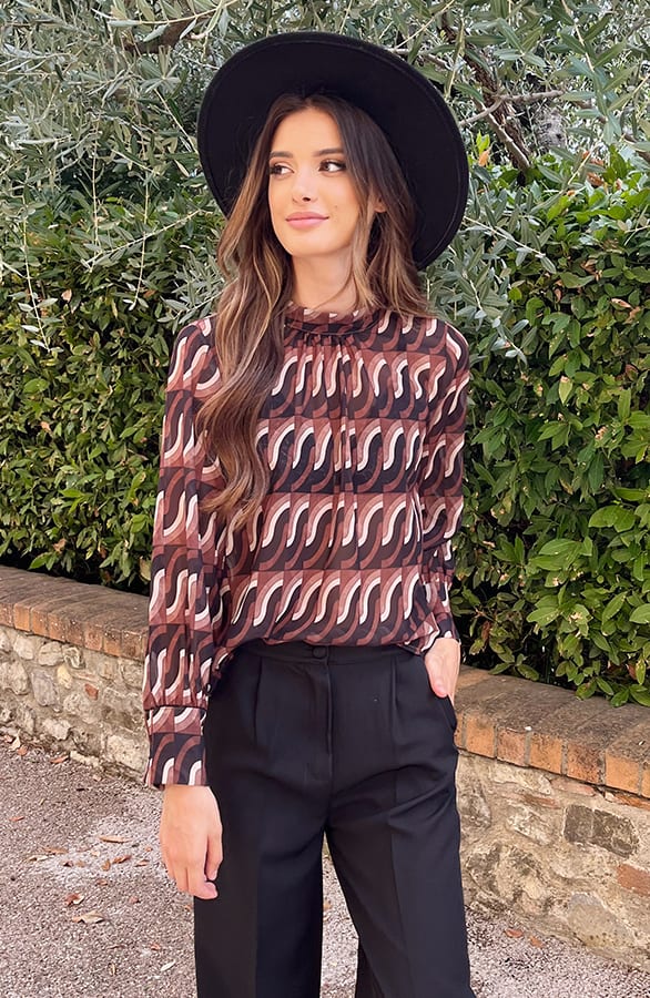 Retro Blouse Print Choco – shoparchief, foto 3