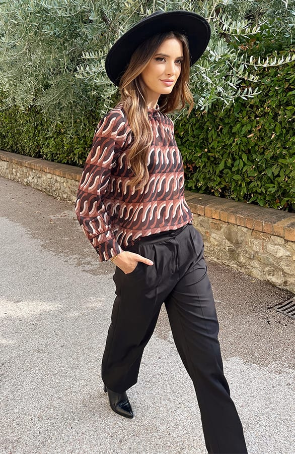 Retro Blouse Print Choco – shoparchief, foto 7