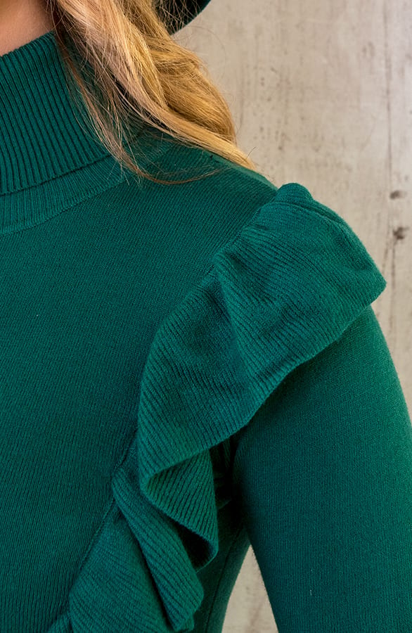 Ruffle Col Top Smaragd – shoparchief, foto 6