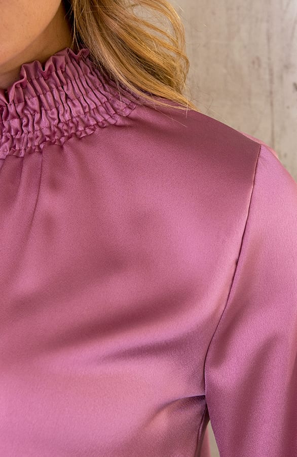 Satijnen Col Blouse Dust Roze – shoparchief, foto 5