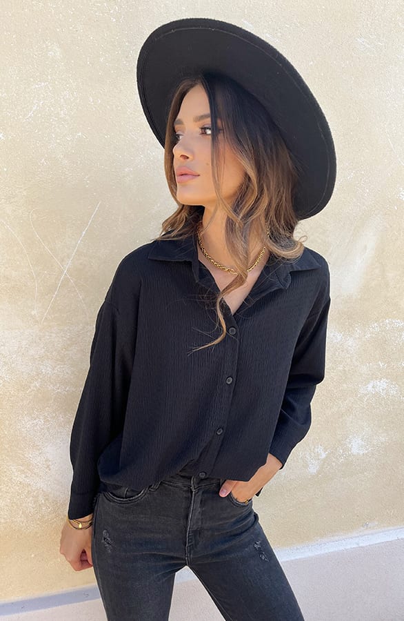Smocked Blouse Zwart – shoparchief, foto 3