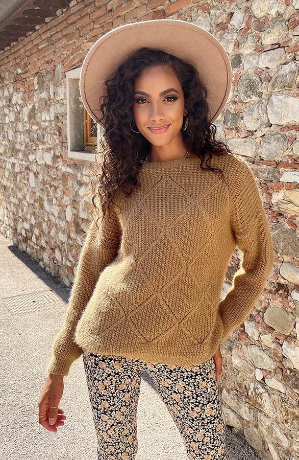 Soft Trui Geruit Camel – shoparchief, foto 2