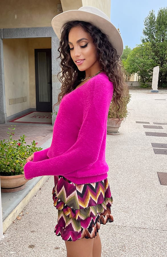 Soft Trui Slim Fit Fuchsia – shoparchief, foto 4