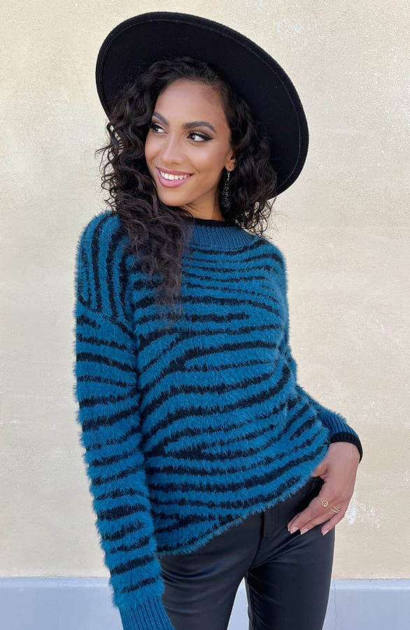 Soft Trui Zebraprint Blauw – shoparchief, foto 5