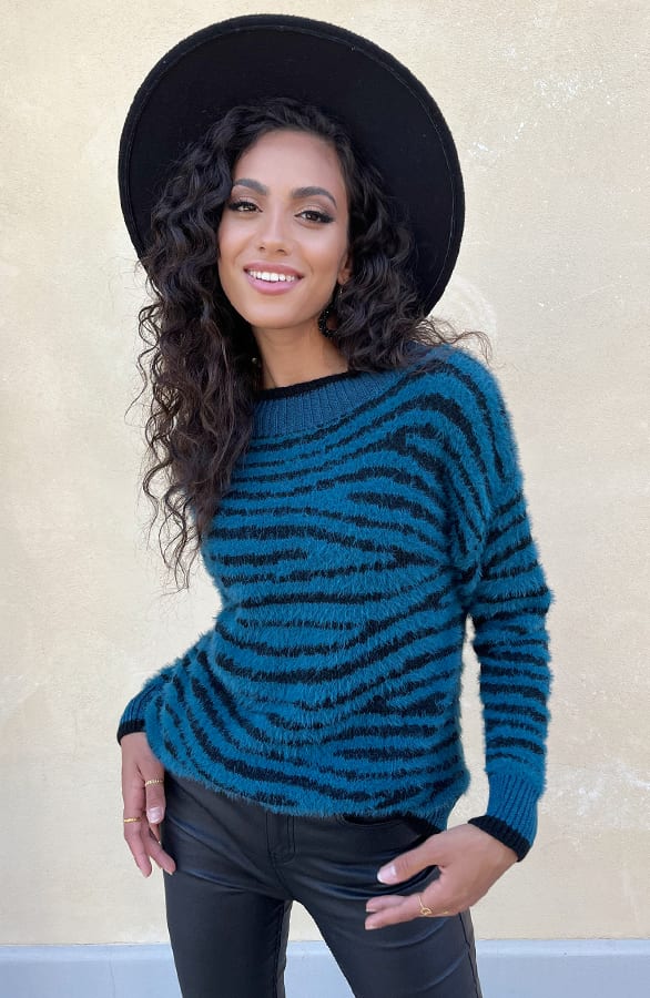 Soft Trui Zebraprint Blauw – shoparchief, foto 6