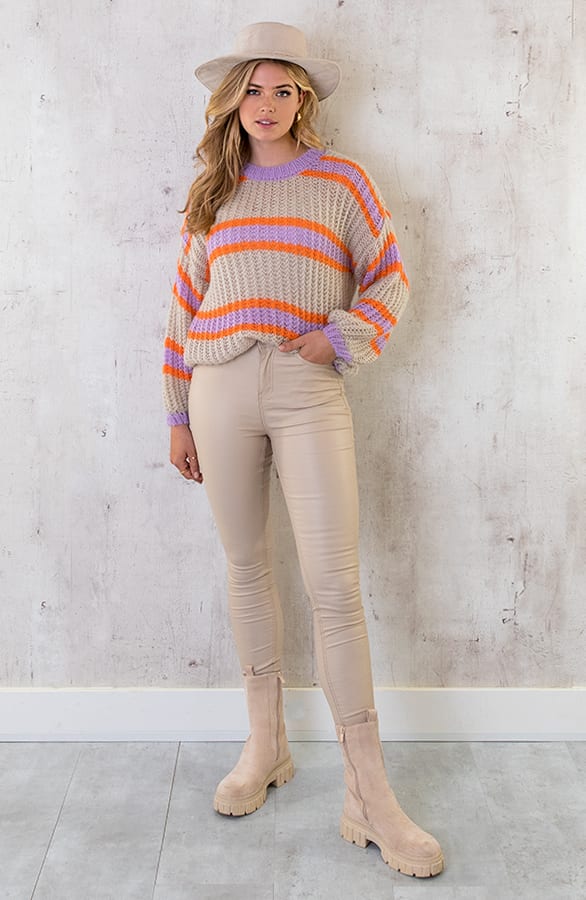 Strepen Trui Beige Oranje Lila – shoparchief, foto 7
