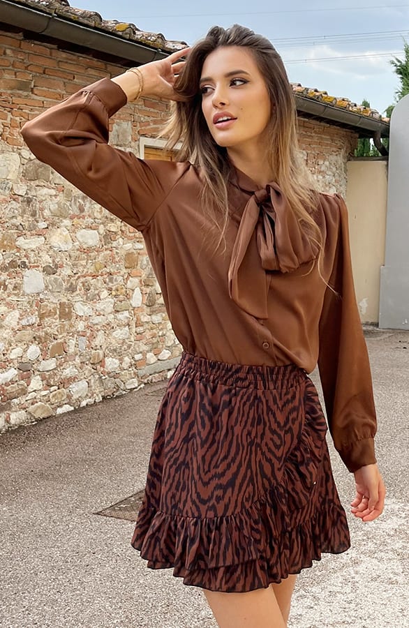 Strik Blouse Satijn Choco – shoparchief, foto 5