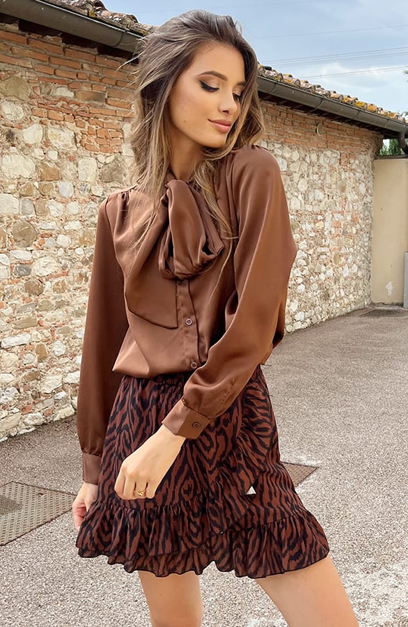 Strik Blouse Satijn Choco – shoparchief, foto 6