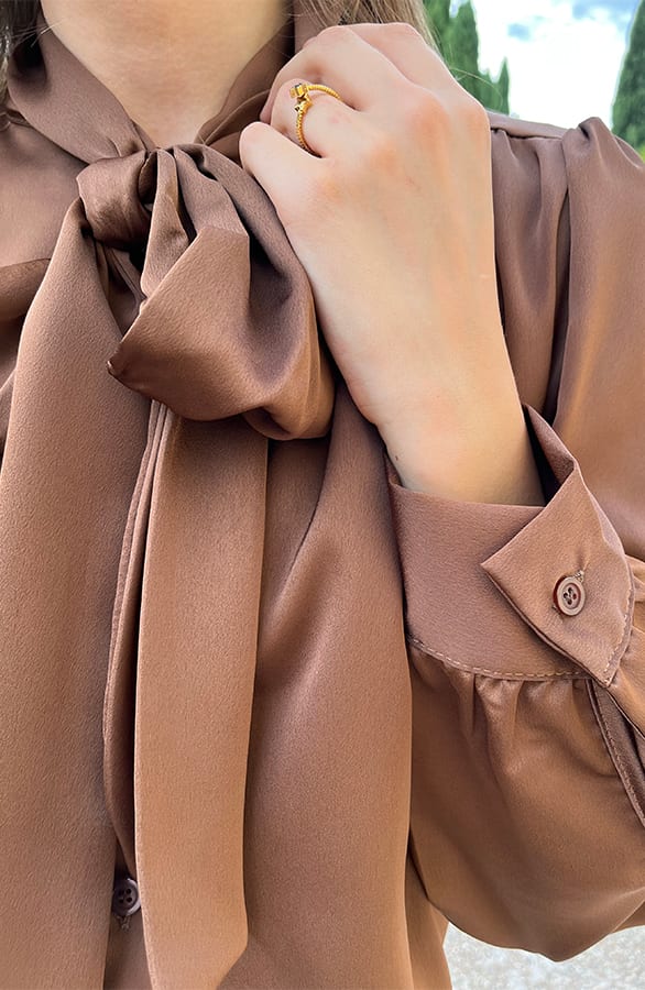 Strik Blouse Satijn Choco – shoparchief, foto 10