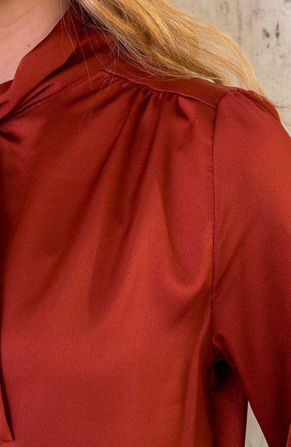 Strik Blouse Satijn Terracotta – shoparchief, foto 12