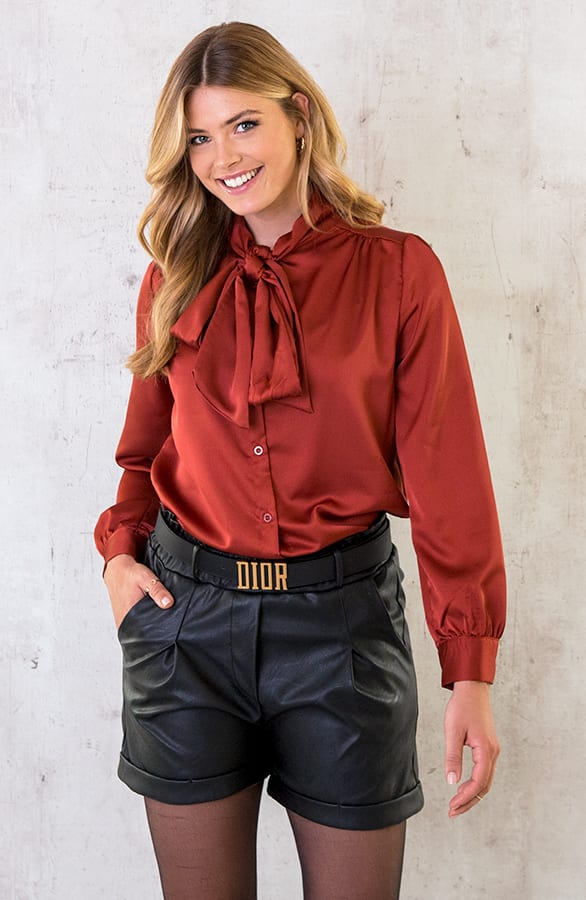 Strik Blouse Satijn Terracotta – shoparchief, foto 9