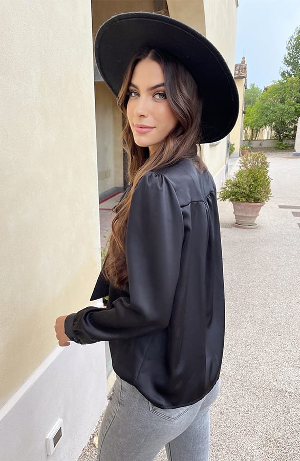 Strik Blouse Satijn Zwart – shoparchief, foto 5