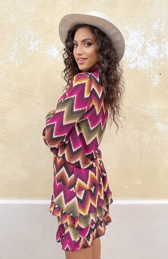 V-hals Blouse Aztec Magenta – shoparchief, foto 10
