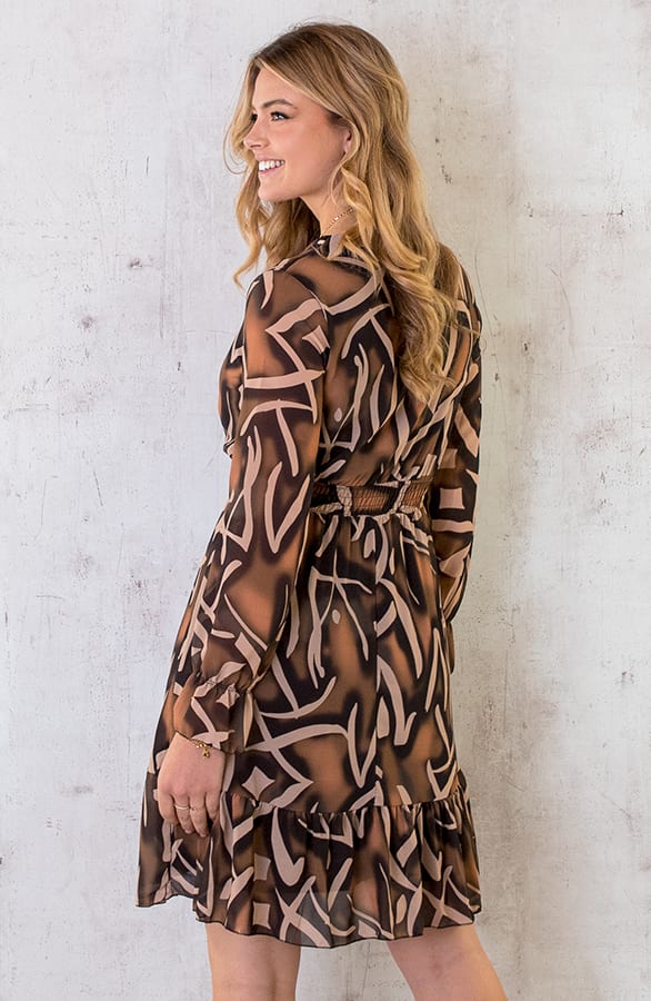 V-hals Jurk Paris Camel – shoparchief, foto 5