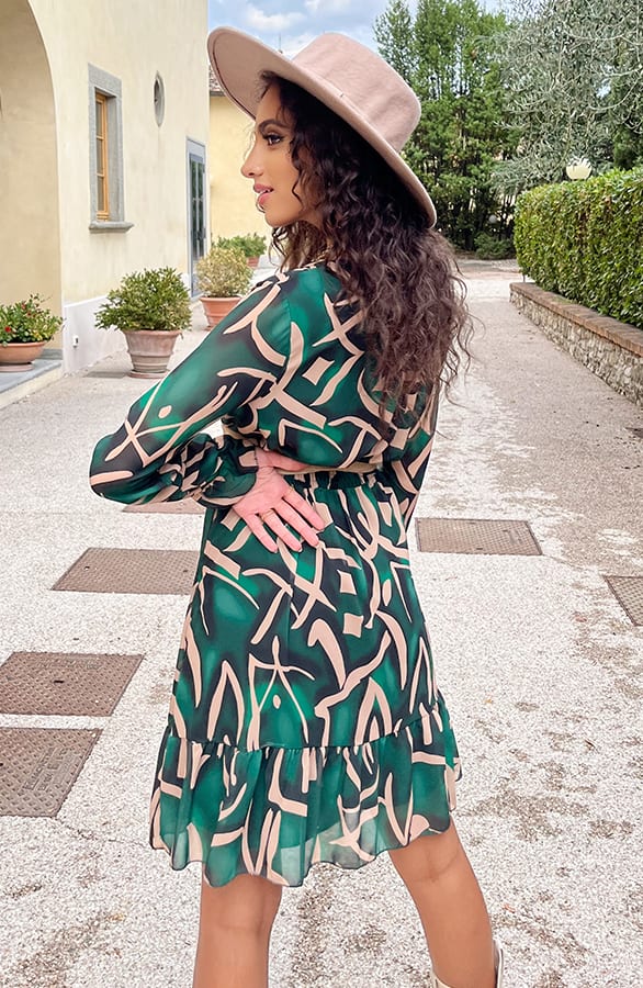 V-hals Jurk Paris Smaragd Goud – shoparchief, foto 10